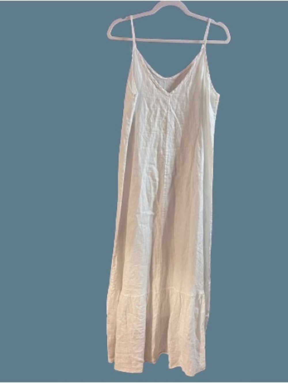 White 100% Linen Tiered Maxi Slip Dress Size M VGUC - Picture 4 of 10